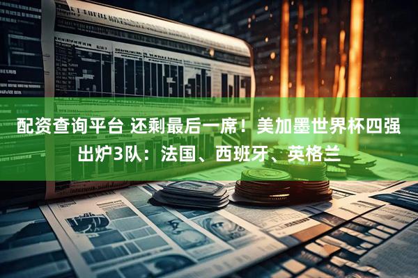 配资查询平台 还剩最后一席！美加墨世界杯四强出炉3队：法国、西班牙、英格兰